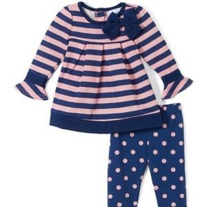 NWT Nannette Kids 5T Pink & Blue Striped Set